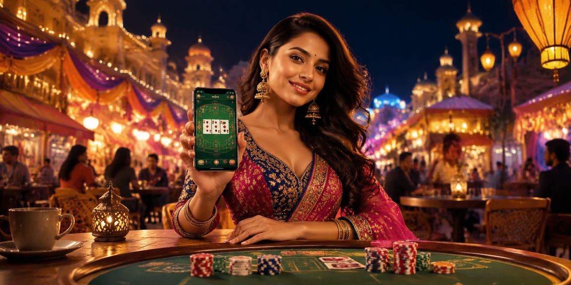 Andar Bahar card game at vibrant Indian night market