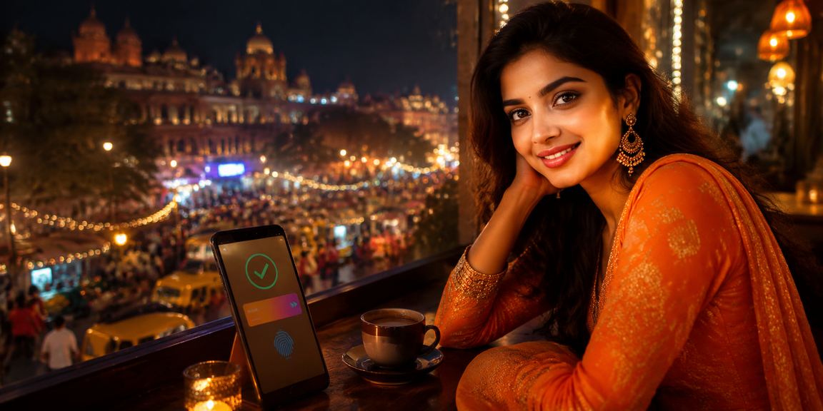 Young people enjoying mobile payment in Pune city night market